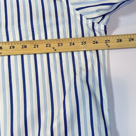 Steve Harvey Blue Stripe Men’s Dress Shirt 17.5 37 French Cuff Cotton NWT - Picture 12 of 14